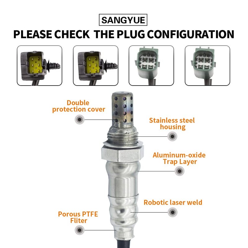 Sangyue 4X Oxygen O2 Sensor for 2004 2005 2006 Infiniti QX56 5.6L; 2004-2006 Nissan Titan 5.6L Upstream + Downstream - Image 3